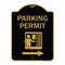 Signmission Parking Permit With Right Arrow, Black & Gold Aluminum Architectural Sign, 18" x 24", BG-1824-23401 A-DES-BG-1824-23401 - alternate 1